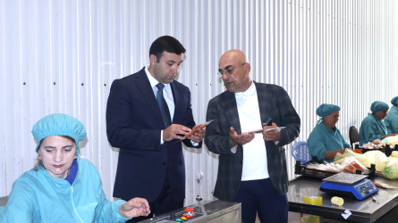Rayon İcra Hakimiyyətinin başçısı Orxan Mürsəlov “Siracoğlu” fermer təsərrüfatına məxsus soyuducu anbar  və meyvə-tərəvəz qurutma müəssisəsində olub