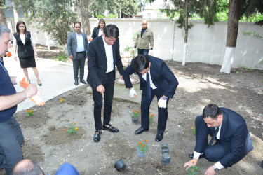 Göyçay Rayon İcra Hakimiyyətində “Yaşıl dünya naminə həmrəylik ili” çərçivəsində Ümummilli Lider Heydər Əliyevin anadan olmasının 101-ci ildönümü ilə əlaqədar güllər əkilib