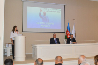 Göyçayda  “Konstitusiya və Suverenlik İli” çərçivəsində “15 İyun – Milli Qurtuluş Günü” münasibətilə “Qurtuluşdan Zəfərə” adlı elmi-praktik konfrans keçirilib