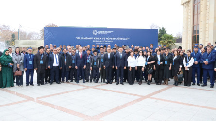 Dini Qurumlarla İş üzrə Dövlət Komitəsinin təşkilatçılığı ilə “Milli-mənəvi kimlik və müasir çağırışlar” mövzusunda Göyçay rayon Heydər Əliyev Mərkəzində regional konfrans təşkil olunub