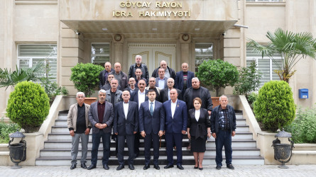 Göyçay Rayon İcra Hakimiyyətinin başçısı Orxan Mürsəlov Çernobıl Atom Elektrik Stansiyasında baş vermiş qəzanın 40-cı ildönümü münasibətilə qəza iştirakçıları ilə görüşüb