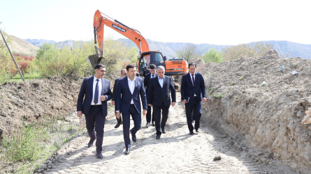 Göyçay Rayon İcra Hakimiyyətinin başçısı Orxan Mürsəlov sel və daşqın təhlükəsinin qarşısının alınması məqsədilə qabaqlayıcı tədbirlər görülən işlərə baxış keçirib