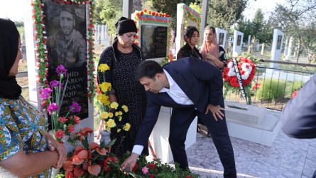 Rayon İcra Hakimiyyətinin başçısı Orxan Mürsəlov şəhid ailələrinin üzvləri ilə birlikdə torpaqlarımızın azadlığı uğrunda canından keçən qəhrəman vətən övladları şəhid Ömərli Kənan Elxan oğlunun, Mayılov Rüfət Bəhram oğlunun, Əliyev Azər Elnur oğlunun, Kərimli Azad Elşad oğlunun, Məmmədov Sənan Tehran oğlunun, Hüseynov Xəyyam Hüseyn oğlunun, Qasımov Qismət Yolçu oğlunun, Qafarov Kənan Siyaqif oğlunun və Qasımov Teymur Mikayıl oğlunun məzarlarını ziyarət edib