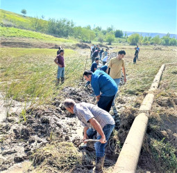 Göyçay rayonunun kəndlərində selin törətdiyi fəsadların aradan qaldırılması istiqamətində işlər davam edir