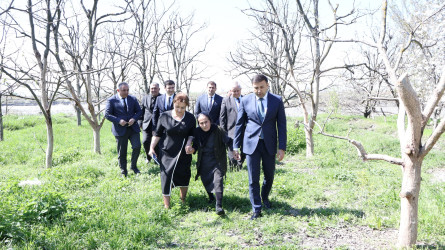 Göyçay Rayon İcra Hakimiyyətinin başçısı Orxan Mürsəlov Birinci Qarabağ müharibəsinin şəhidi Dəyanət Beydullayevin anası Xəzangül Beydullayevanı ziyarət edib