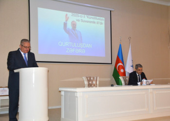 Göyçayda  “Konstitusiya və Suverenlik İli” çərçivəsində “15 İyun – Milli Qurtuluş Günü” münasibətilə “Qurtuluşdan Zəfərə” adlı elmi-praktik konfrans keçirilib