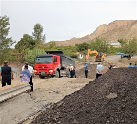 Göyçay rayonunun kəndlərində selin törətdiyi fəsadların aradan qaldırılması istiqamətində işlər davam edir