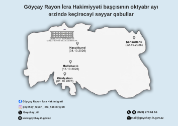 Göyçay Rayon İcra Hakimiyyəti başçısının 2026-ci ilin oktyabr ayında keçiriləcək səyyar qəbulların qrafiki